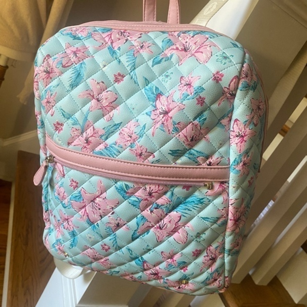 Betsey Johnson Floral Print Quilted Vegan Backpack